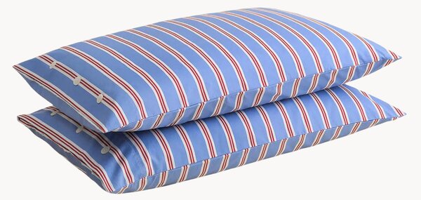 Set di 2 federe in percalle di cotone Striped Blue