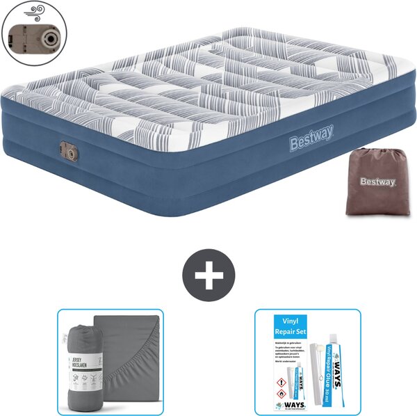Materasso gonfiabile Bestway - 2 persone - 152 x 203 x 36 cm - Blu - Accessori inclusi