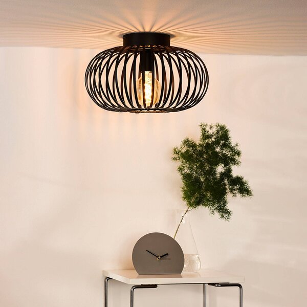 Lucide Plafoniera soffitto Manuela, dimmerabile, Nero, Soggiorno / Sala da pranzo, Metallo, Vintage, Plafoniera