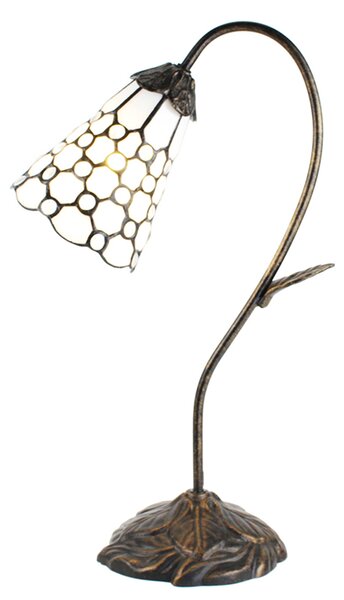 Lampada da tavolo Tiffany Clayre & Eef 48 cm in poliresina bianca e marrone
