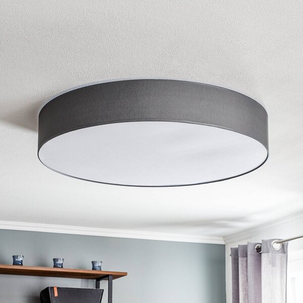 Plafoniera soffitto Rondo TK Lighting, dimmerabile, Alluminio / Grigio / Zincato, Camera da letto, Tessuto / Stoffa / Seta, Moderno, Plafoniera