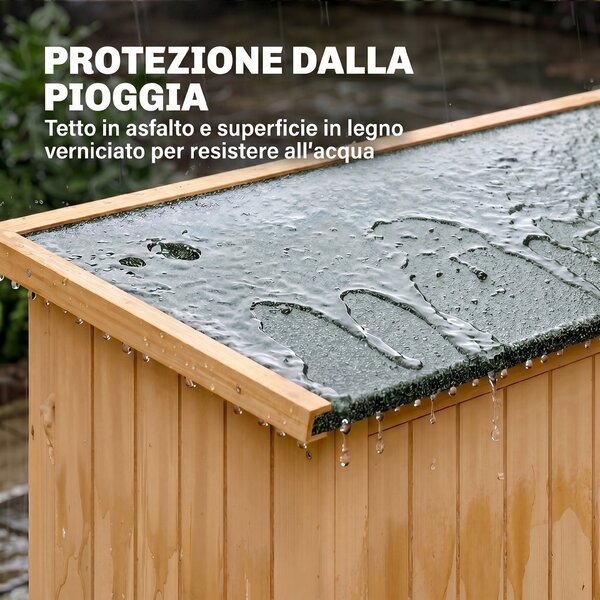 Outsunny Capanno Attrezzi Legno con Porta Doppia, Casetta da Giardino con Mensole e Finestre, 127.5x50x164 cm, Naturale | Aosom Italy