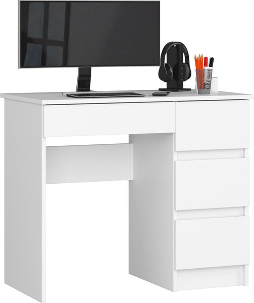 Akord Scrivania 3 Cassetti Lato Destro Bianco 90X50X77 Cm