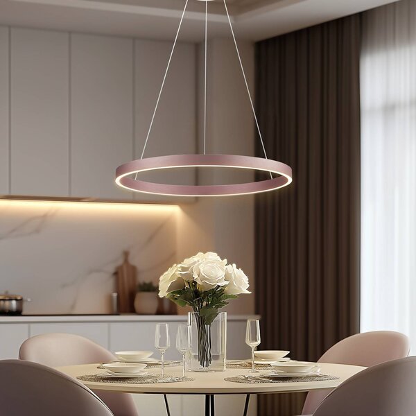 Lucande Smart LED lampada a sospensione Yonam, caffè, 1 luce, Tuya Yonam Lucande, dimmerabile, Marrone / Ruggine, Soggiorno / Sala da pranzo, Alluminio, Moderno