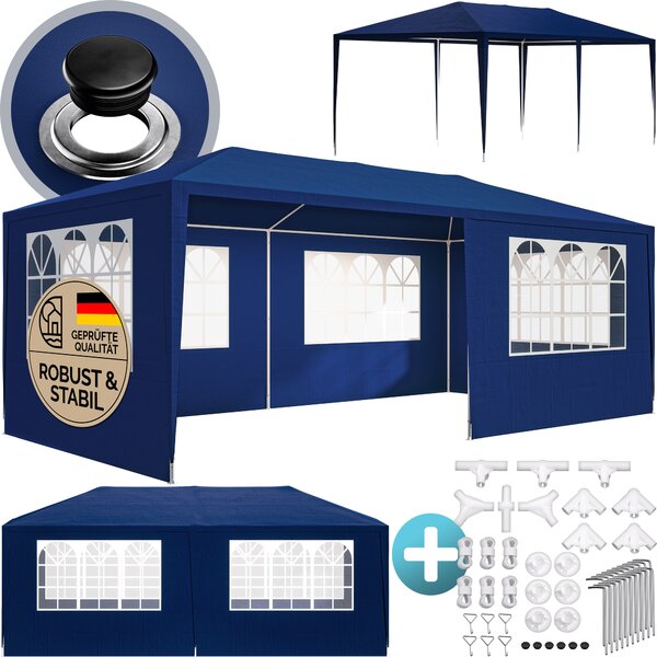 Casaria Gazebo da Giardino 3x6m Protezione UV 18m² Idrorepellente 6 Pareti Tenda Feste Padiglione Tendone Giardino