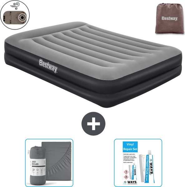 Materasso gonfiabile Bestway - 2 persone - 152 x 203 x 46 cm - Grigio - Accessori inclusi