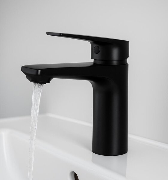 Badplaats Rubinetto Lavabo Cody - Nero - Miscelatore con Kit di Montaggio e Flessibili