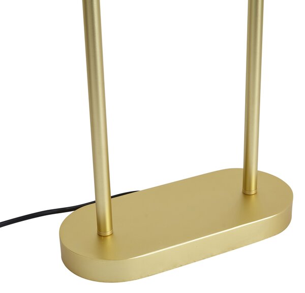 Lampada da terra in ottone con paralume ovale a foglie e interno dorato 35cm - Thijmen