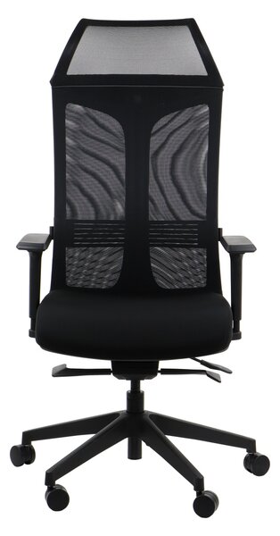Sedia da ufficio ergonomica girevole RYDER, braccioli regolabili, poggiatesta, seduta scorrevole (avanti-indietro), nero