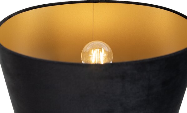 Lampada da tavolo nera con paralume ovale nero 35 cm - Thijmen