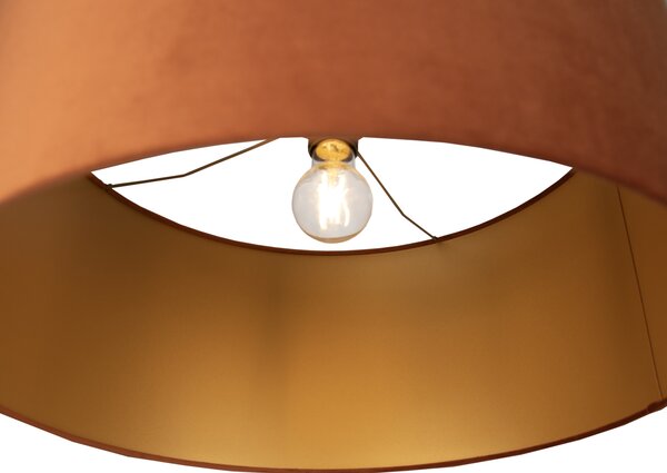 Lampada da terra in acciaio con paralume arancione e interno dorato 50 cm - XXL