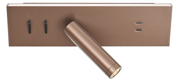 Set di 2 lampade da parete moderne bronzo scuro regolabili con USB-C incl. LED - Modric