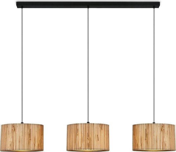 Lampada a sospensione Briloner Slama, paralume in alghe marine, 3 luci, stile boho, attacco E27, naturale, 110 x 25 x 120 cm