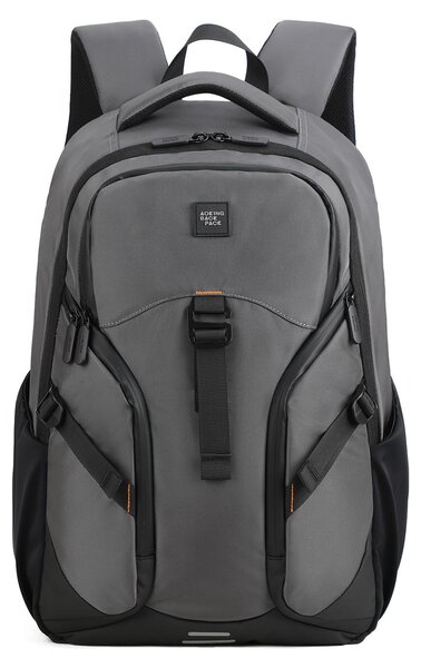 Zaino unisex Aoking con cerniera e scomparti multifunzionali, grigio/nero