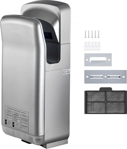 Asciugamani 2 kW - Asciugamani elettrico commerciale con filtro HEPA - Asciugamani a parete Velocità dell'aria 100 m/s - Asciugamani 8-10 secondi per l'asciugatura