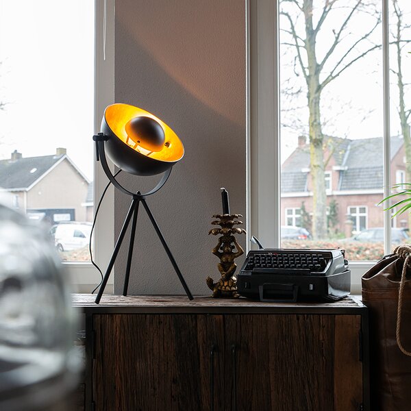 Lampada da tavolo nera con oro 63,3 cm treppiede regolabile - Magnax
