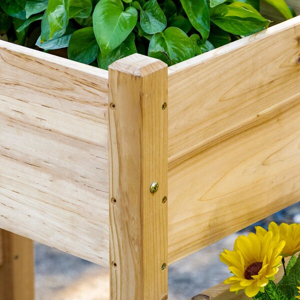 Outsunny Fioriera su Piedi quadrata Potager 2 livelli dim. 184L x 45l x 80H cm Inserti per l'irrigazione Legno di Abete pre-olio