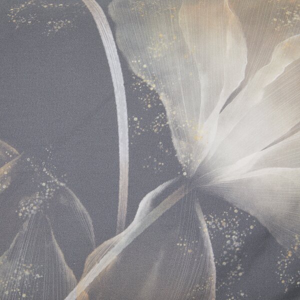Completo Copripiumino In Raso Di Cotone Abstract Flower Matrimoniale - 255X255 175X205 + 2 Federe 50X80 Mirabello Floreale Tortora Caleffi