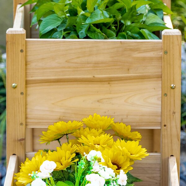 Outsunny Fioriera su Piedi quadrata Potager 2 livelli dim. 184L x 45l x 80H cm Inserti per l'irrigazione Legno di Abete pre-olio