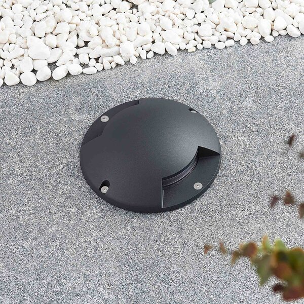 Lindby Faretto da pavimento Cormac, a 2 luci, Ø 21 cm, IP67 Cormac, Nero, Alluminio, Moderno, Lampada LED da esterni