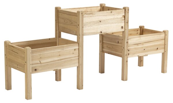 Outsunny Fioriera su Piedi quadrata Potager 2 livelli dim. 184L x 45l x 80H cm Inserti per l'irrigazione Legno di Abete pre-olio