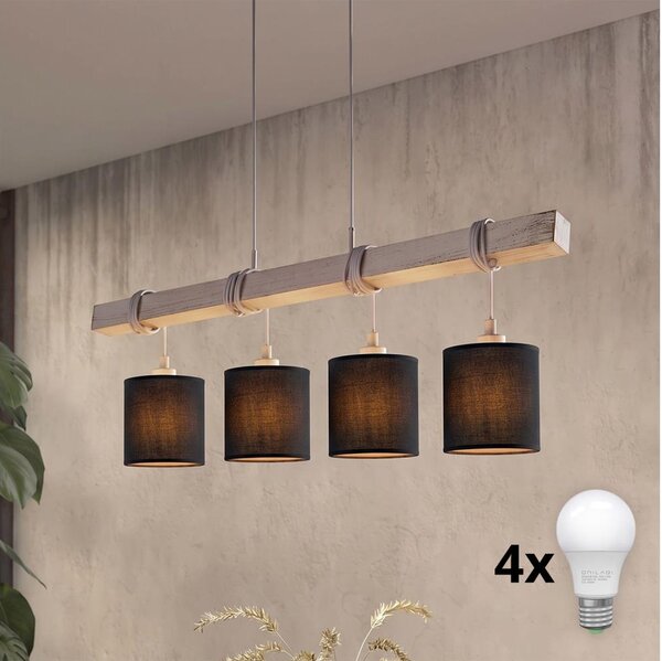 Brilagi - Lampadario LED sospeso su cavo NUBILA 4xE27/60W/230V grigio/nero