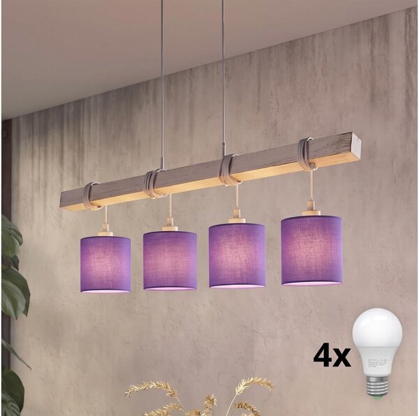 Brilagi - Lampadario LED a sospensione con cavo NUBILA 4xE27/60W/230V grigio/viola