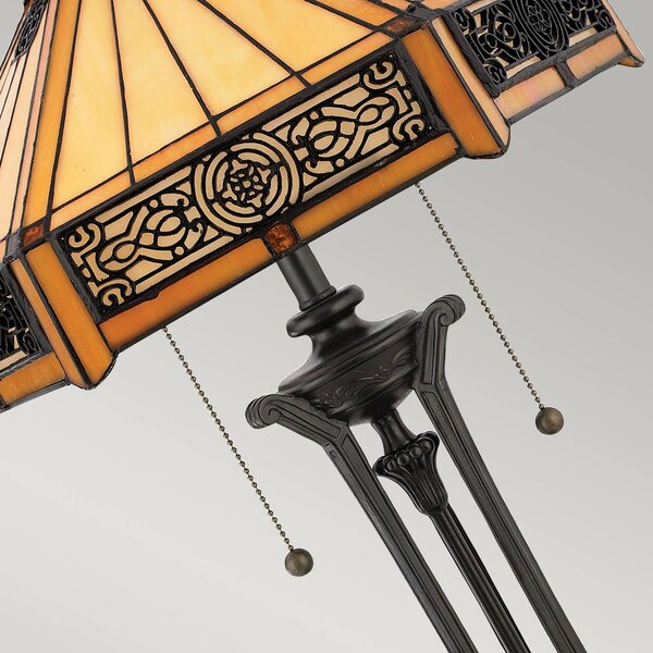 QUOIZEL Lampada da tavolo Tiffany Indus, Bronzo / Ottone antico, Soggiorno / Sala da pranzo, Vetro, Tiffany, Lampada da tavolo