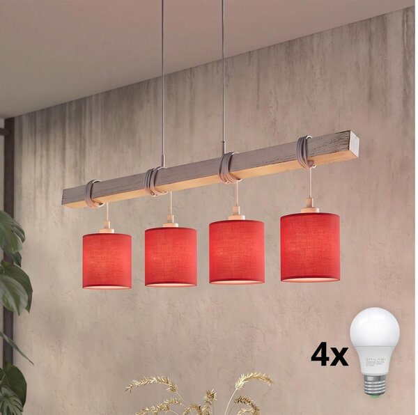Brilagi - Lampadario LED a sospensione su cavo NUBILA 4xE27/60W/230V grigio/rosso