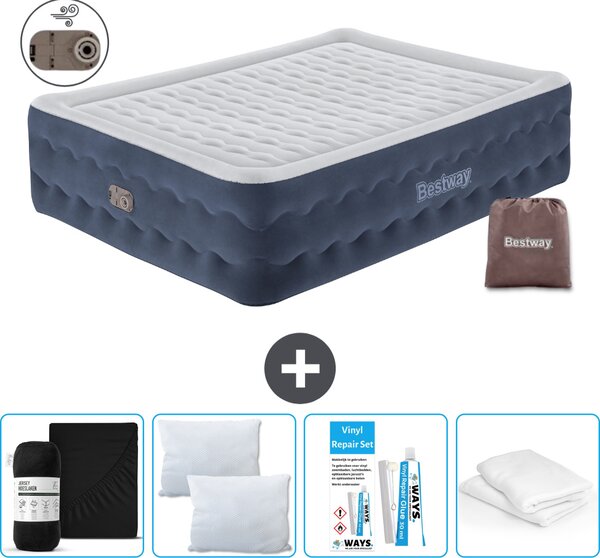 Materasso gonfiabile Bestway - 2 persone - 152 x 203 x 51 cm - Blu - Accessori inclusi