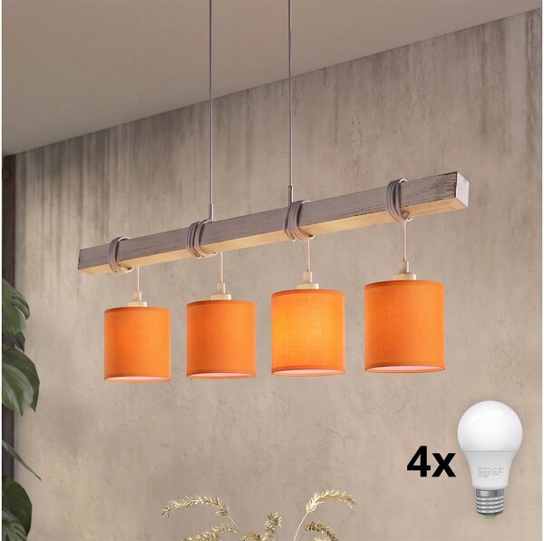 Brilagi - Lampadario LED su cavo NUBILA 4xE27/60W/230V grigio/arancione