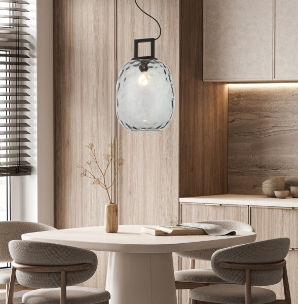 Lampada a sospensione con cavo LUCY 1xE27/40W/230V nero fumé