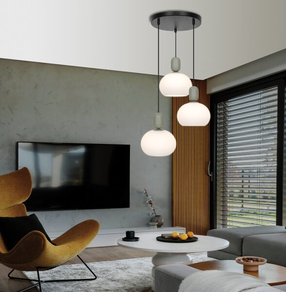 Lampadario sospeso con cavo VALISIA 3xE27/40W/230V nero/oliva