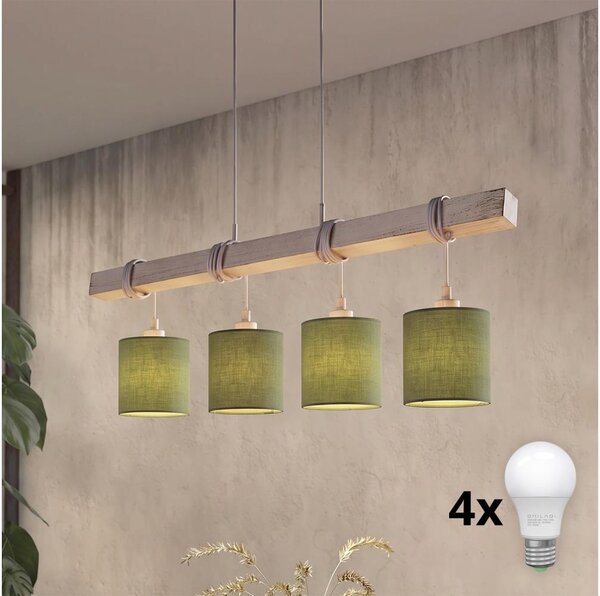 Brilagi - Lampadario LED a sospensione su cavo NUBILA 4xE27/60W/230V grigio/verde