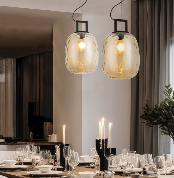 Lampadario a cavo LUCY 1xE27/40W/230V beige fumoso