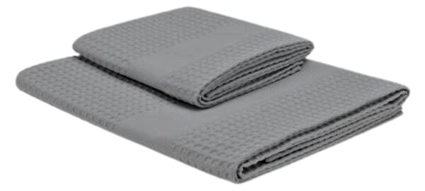 Asciugamano Con Ospite In Nido D'ape Ape 40X60+60X100 Bellora Continuat. Tinta Unita Asfalto Caleffi