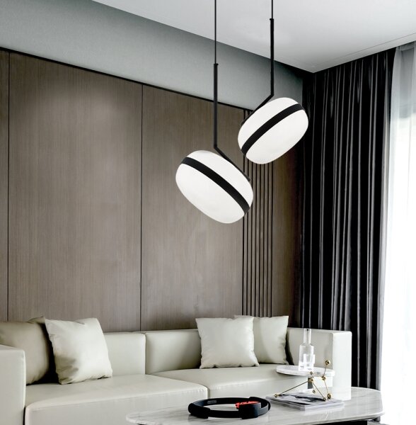 Lampadario a sospensione su cavo PALMA 1xE27/40W/230V nero