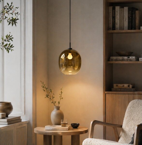 Lampadario con cavo MIRROR 1xE27/14W/230V fumé dorato