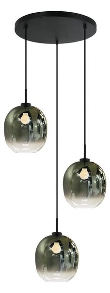 Lampadario a sospensione con cavo MIRROR 3xE27/14W/230V verde fumé
