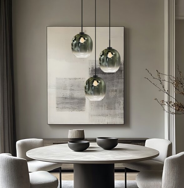 Lampadario a sospensione con cavo MIRROR 3xE27/14W/230V verde fumé