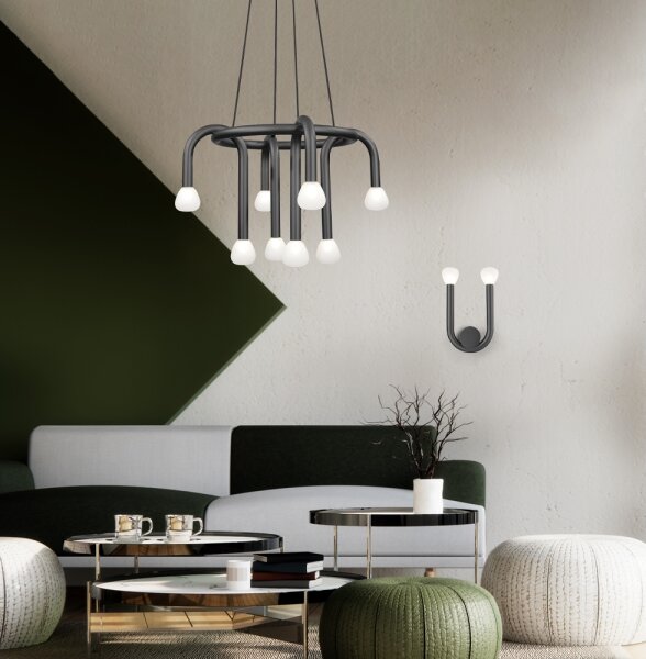 Lampadario a sospensione DELORI su cavo 8xG9/28W/230V nero