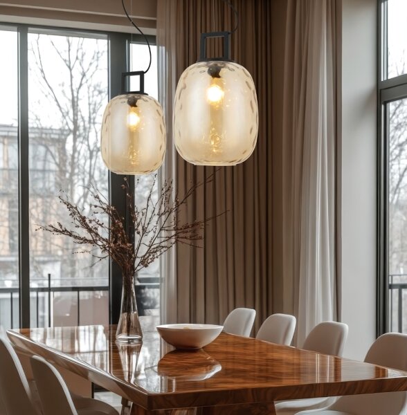 Lampadario a cavo LUCY 1xE27/40W/230V beige fumoso