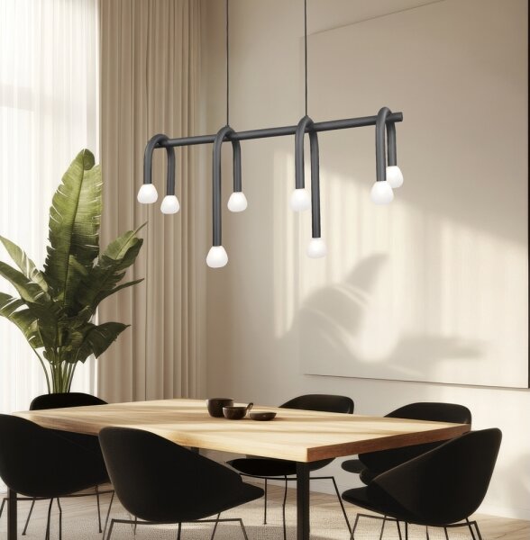 Lampadario a cavo DELORI 8xG9/28W/230V nero