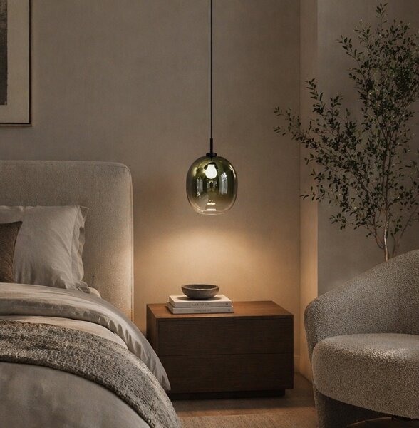 Lampada a sospensione con cavo MIRROR 1xE27/14W/230V verde fumé