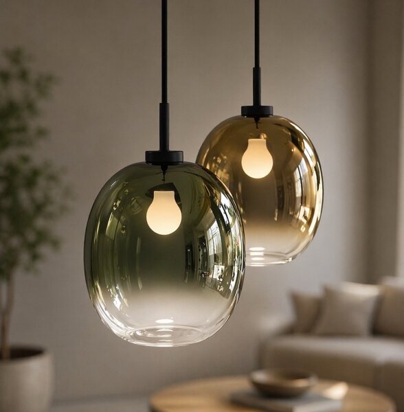 Lampada a sospensione con cavo MIRROR 1xE27/14W/230V verde fumé