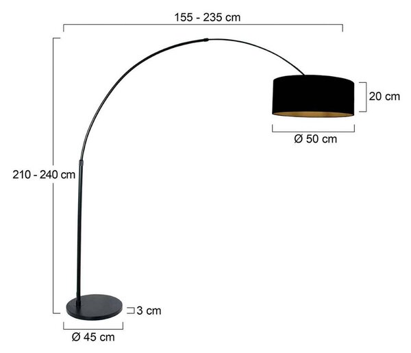 Steinhauer Lampada ad arco Sparkled Light, dimmerabile, Nero, Soggiorno / Sala da pranzo, Metallo, Moderno, Lampada da terra
