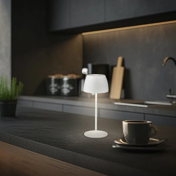 Briloner - Lampada da tavolo MINI LED da esterno, dimmerabile, ricaricabile, a sfioramento, LED/2,5W/5V, IP44, 1800 mAh, bianca