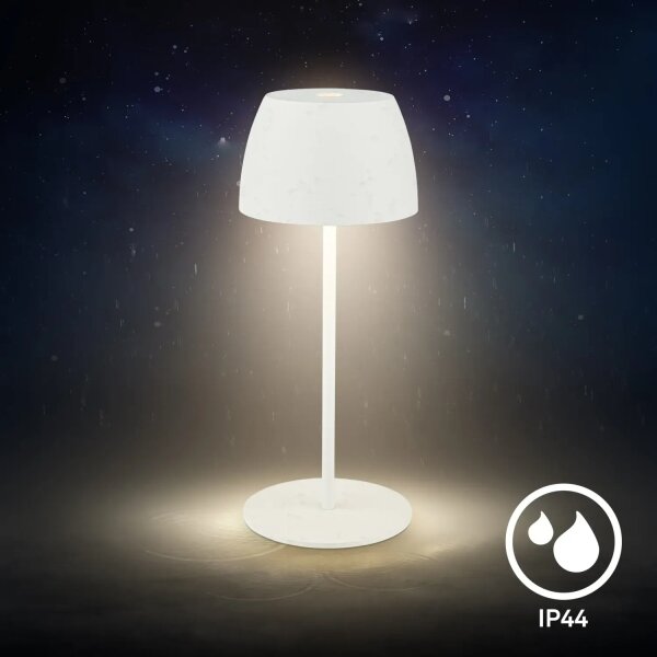 Briloner - Lampada da tavolo MINI LED da esterno, dimmerabile, ricaricabile, a sfioramento, LED/2,5W/5V, IP44, 1800 mAh, bianca