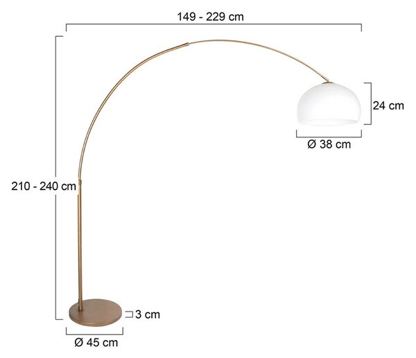 Steinhauer Lampada ad arco Sparkled Light, dimmerabile, Bronzo / Ottone antico, Soggiorno / Sala da pranzo, Metallo, Moderno, Lampada da terra