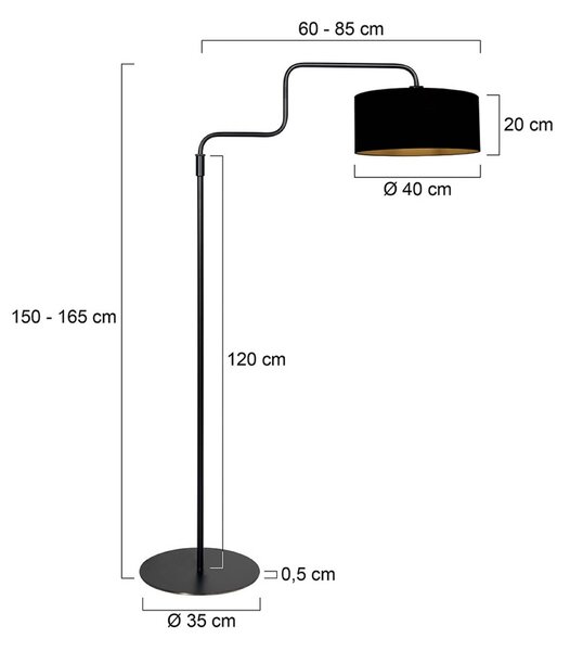 Steinhauer Lampada da terra Bloeba, Nero, Soggiorno / Sala da pranzo, Metallo, Moderno, Lampada da terra